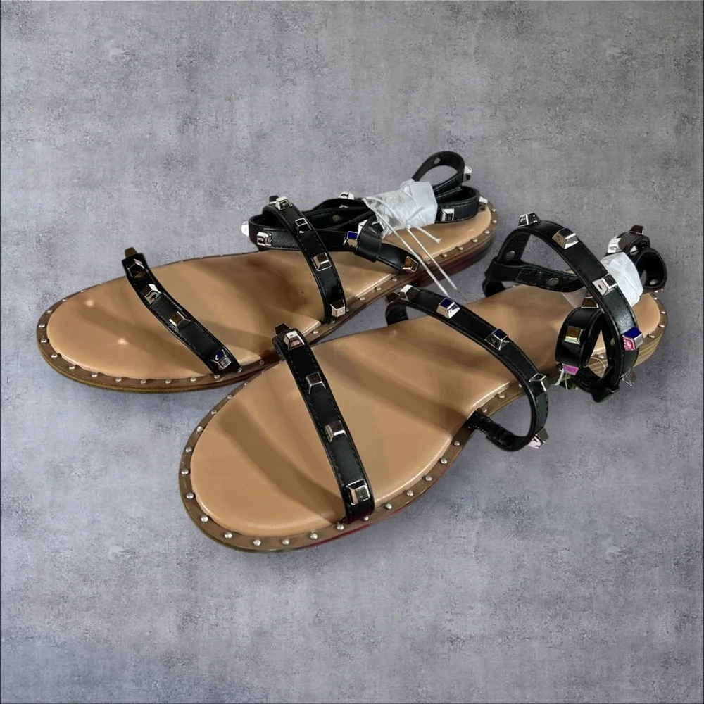 Studded Black Strappy Sandals Astrid by a new day NEW NWT